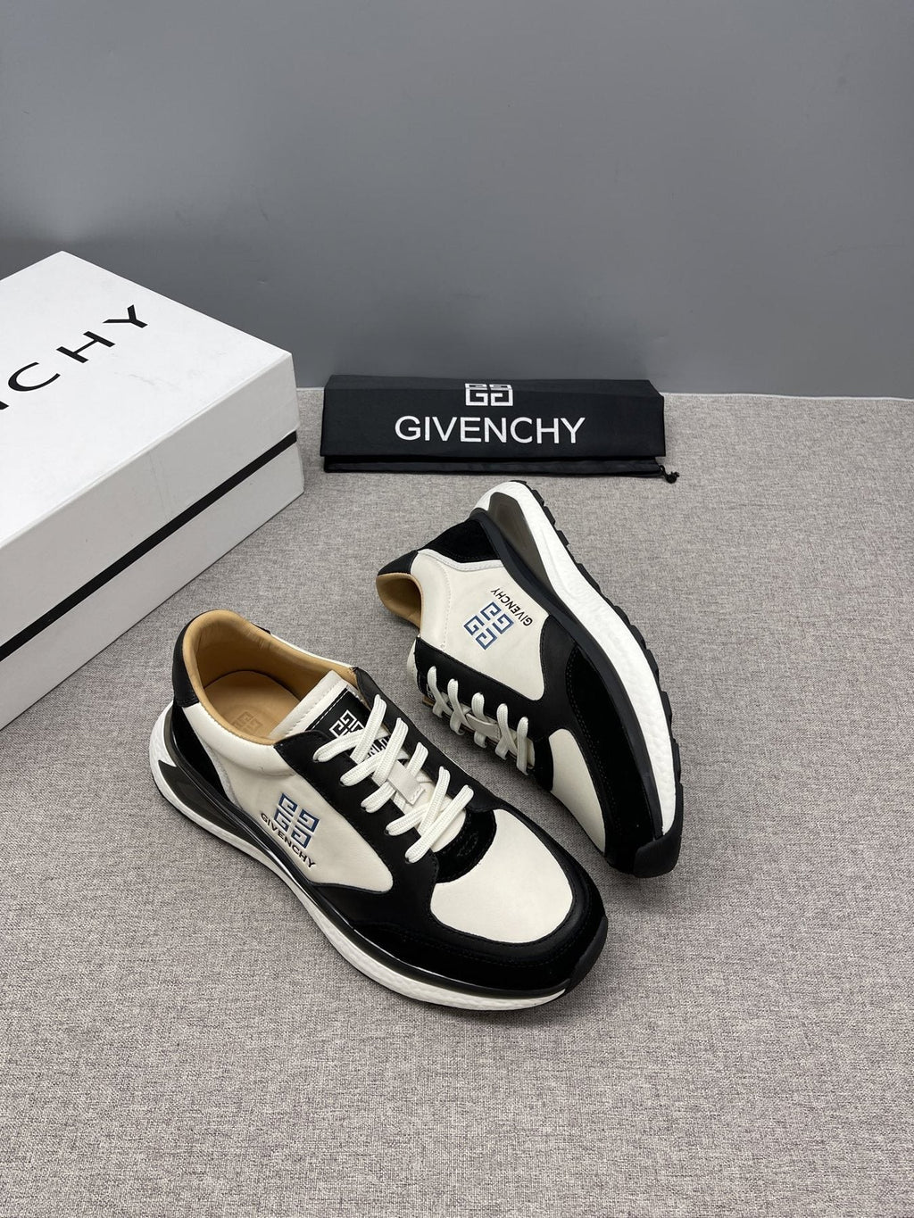 Givenchy Black and White Low-Top Sneakers — side
