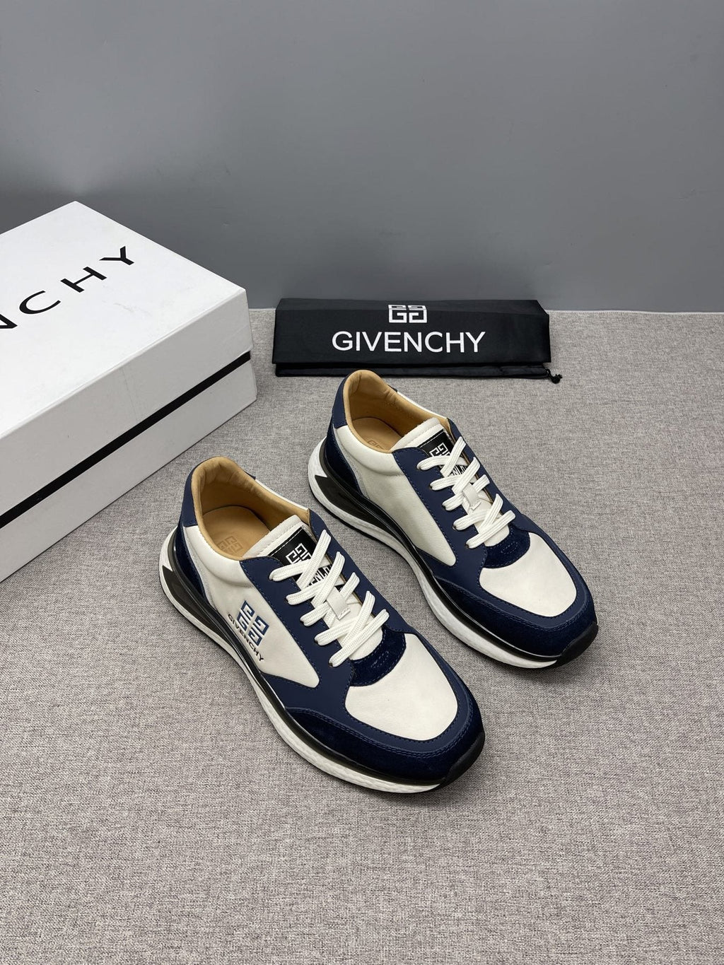 Givenchy Black and White Low-Top Sneakers — front