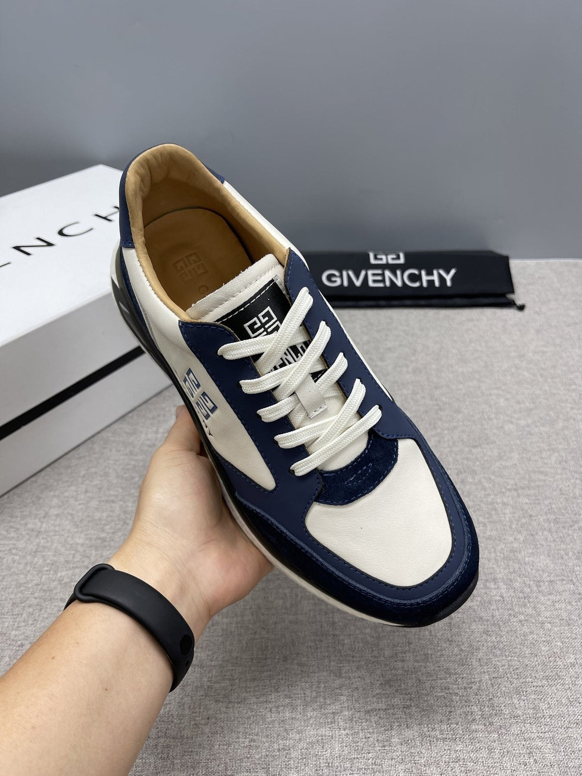 Givenchy Black and White Low-Top Sneakers — side