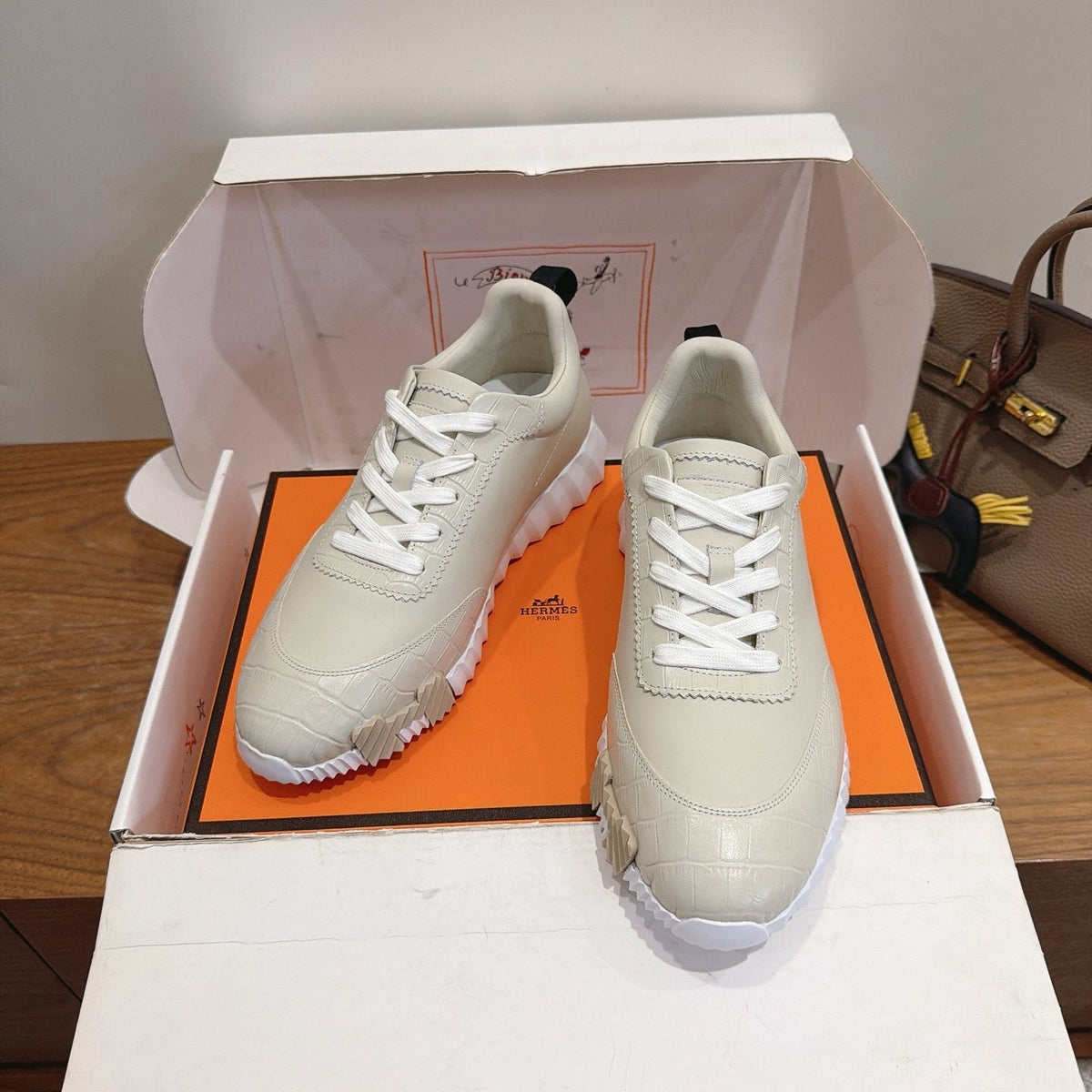 Hermès Color-Block Lace-Up Sneakers — front
