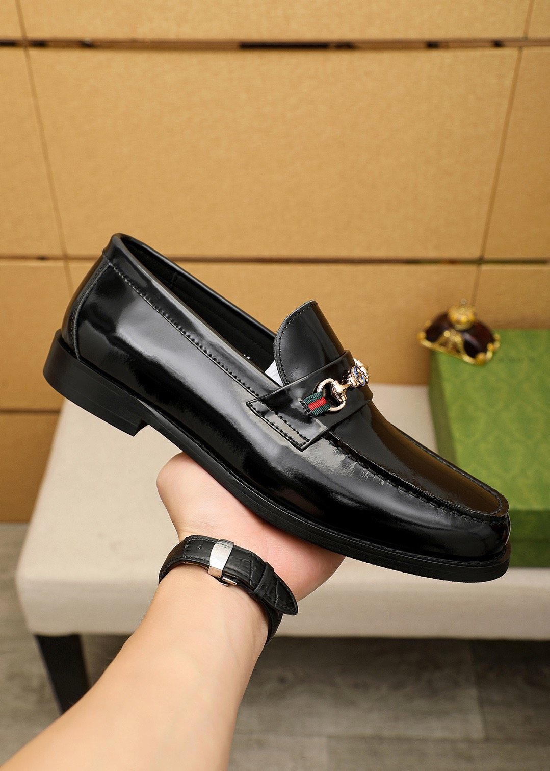 Gucci Black Metal Hardware Loafers — model