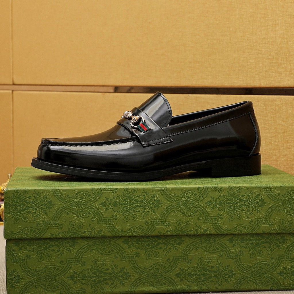 Gucci Black Metal Hardware Loafers — side