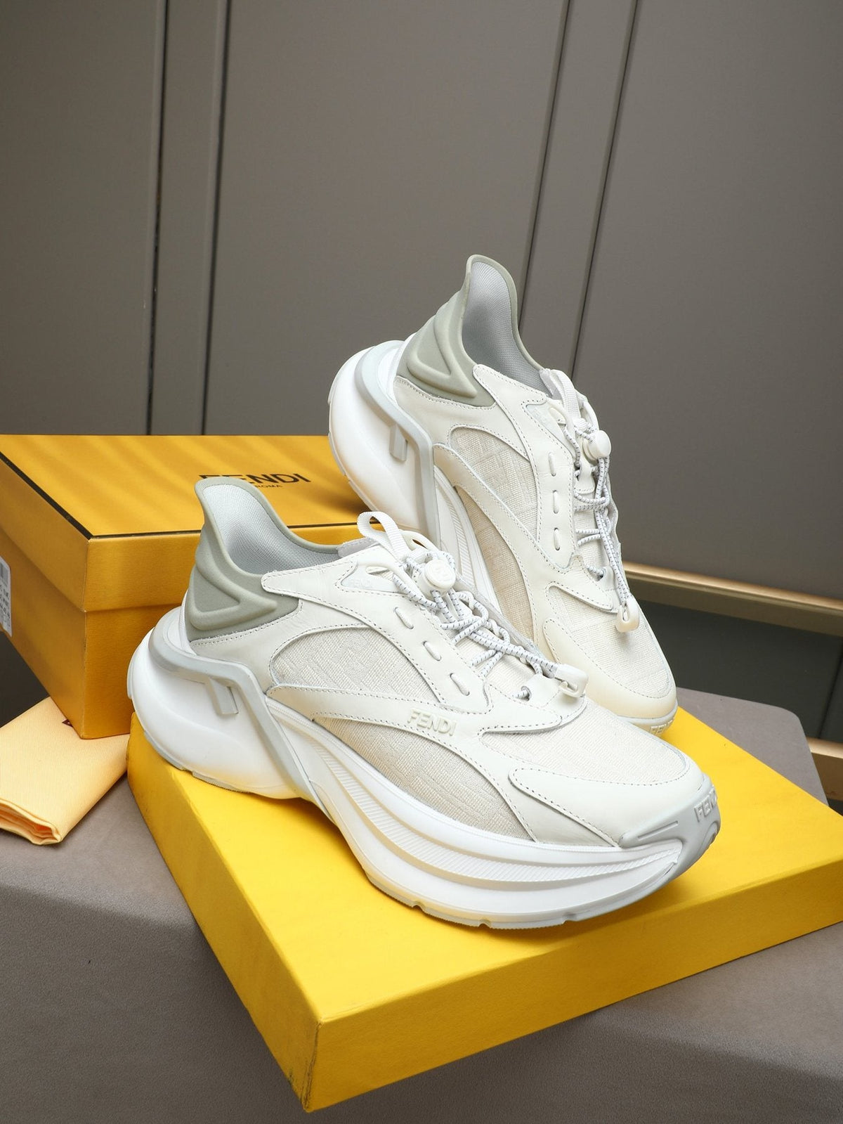 Fendi Black and Charcoal Gray Platform Sneakers — front