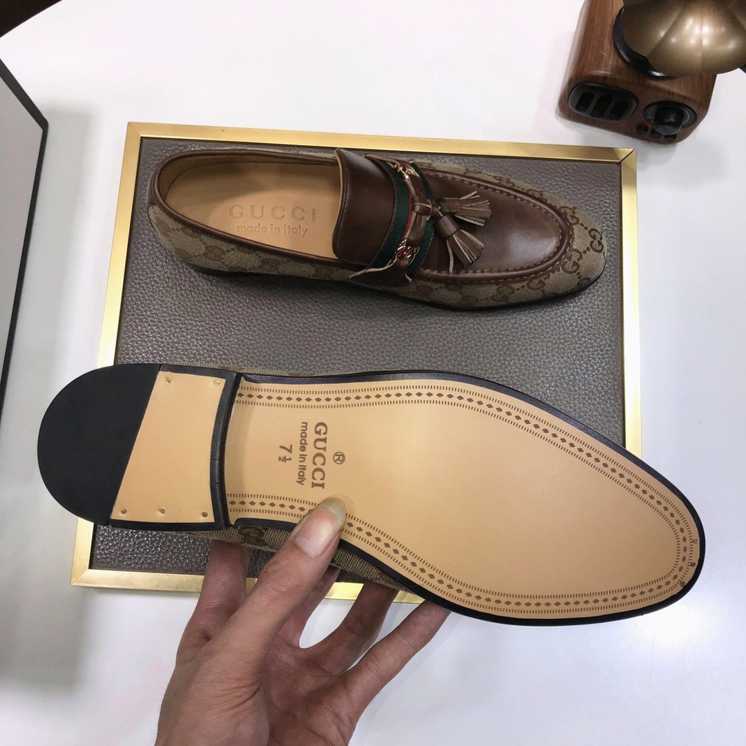 Gucci Monogram Tassel Loafers — detail