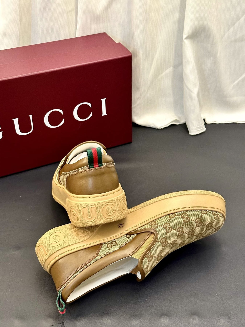 Gucci Patterned Slip-On Shoes — side