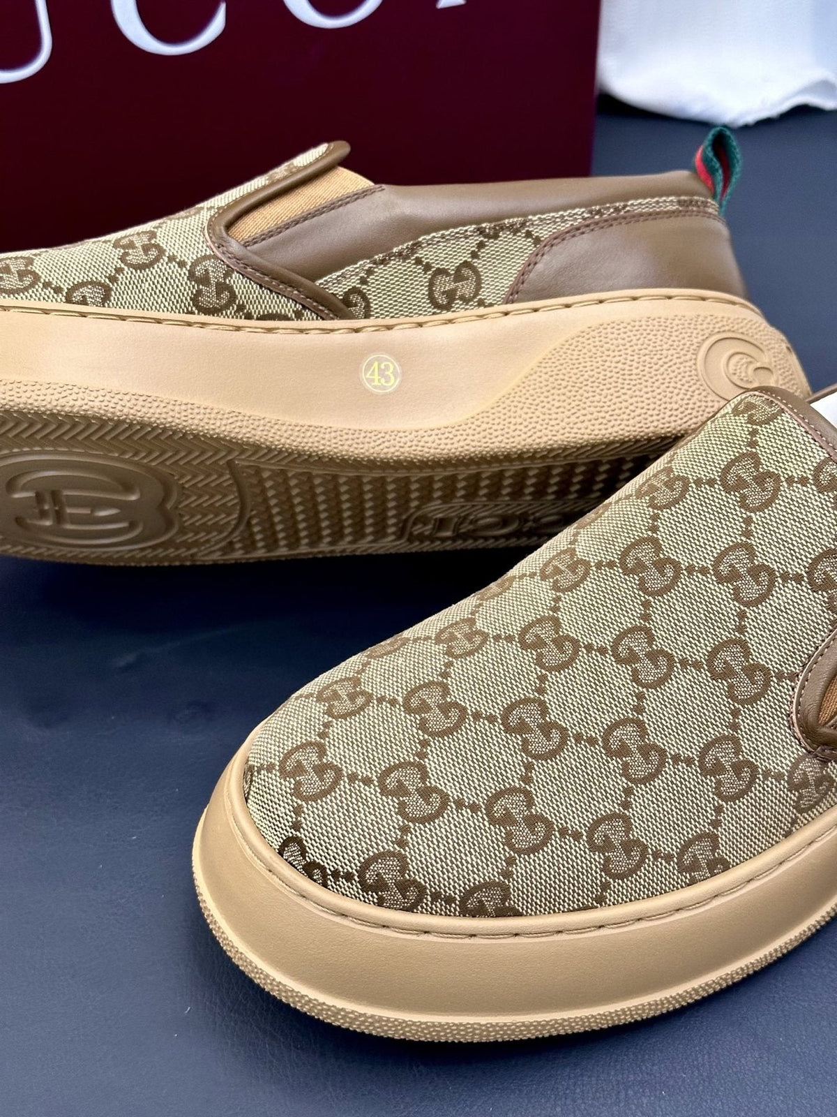 Gucci Patterned Slip-On Shoes — back