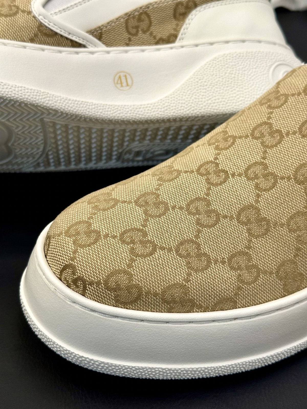 Gucci Patterned Slip-On Shoes — detail