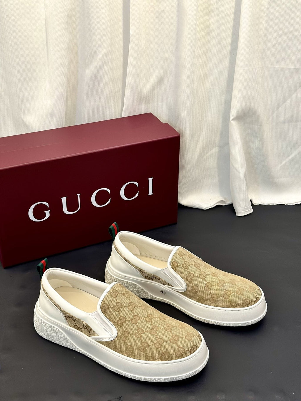 Gucci Patterned Slip-On Shoes — front