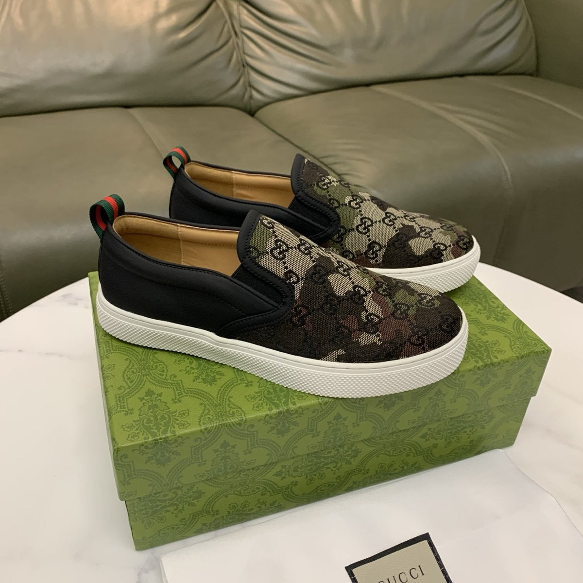 Gucci Patterned Slip-On Sneakers — side