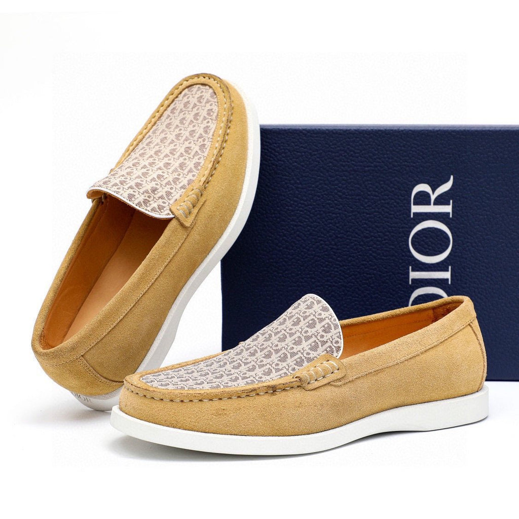 Dior Patterned Vamp Slip-On Shoes — side