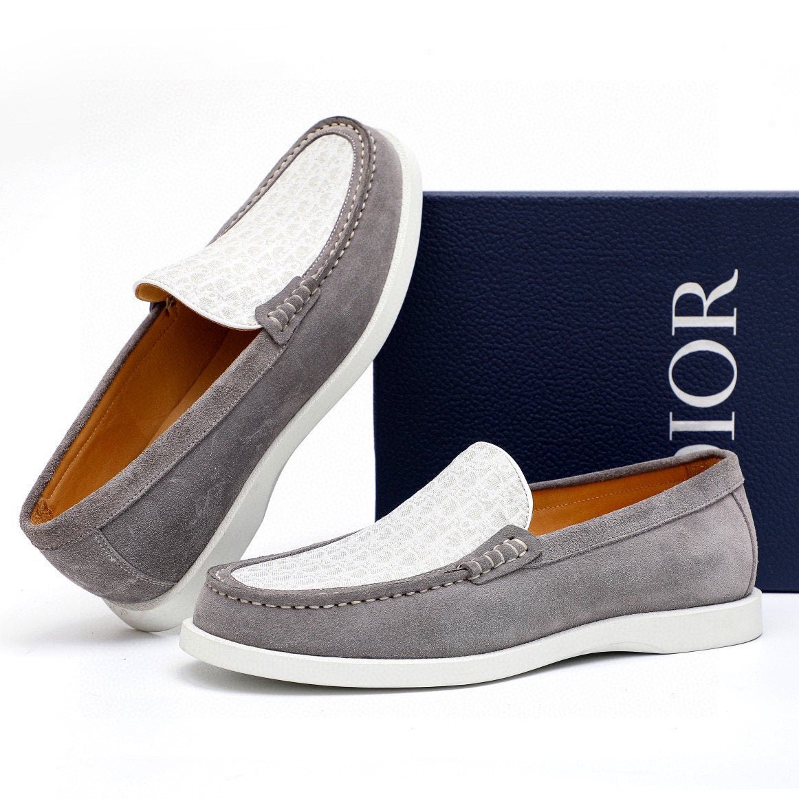 Dior Patterned Vamp Slip-On Shoes — front