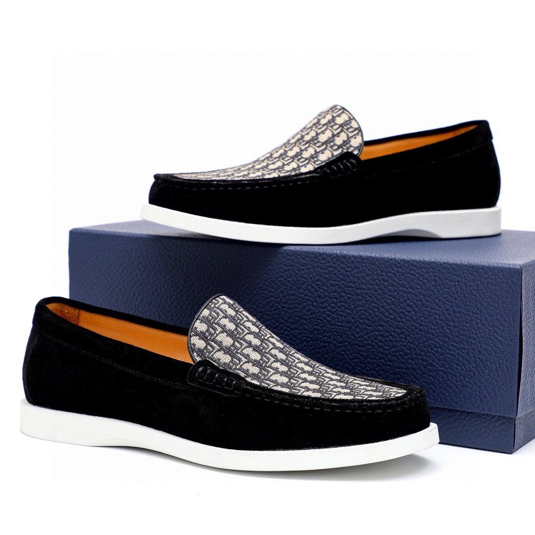Dior Patterned Vamp Slip-On Shoes — front