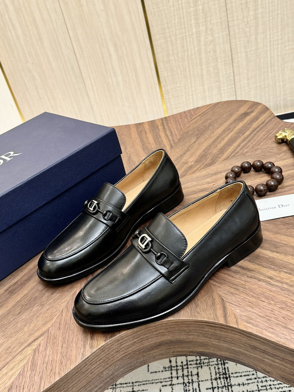 Dior Black Buckle Loafers — front
