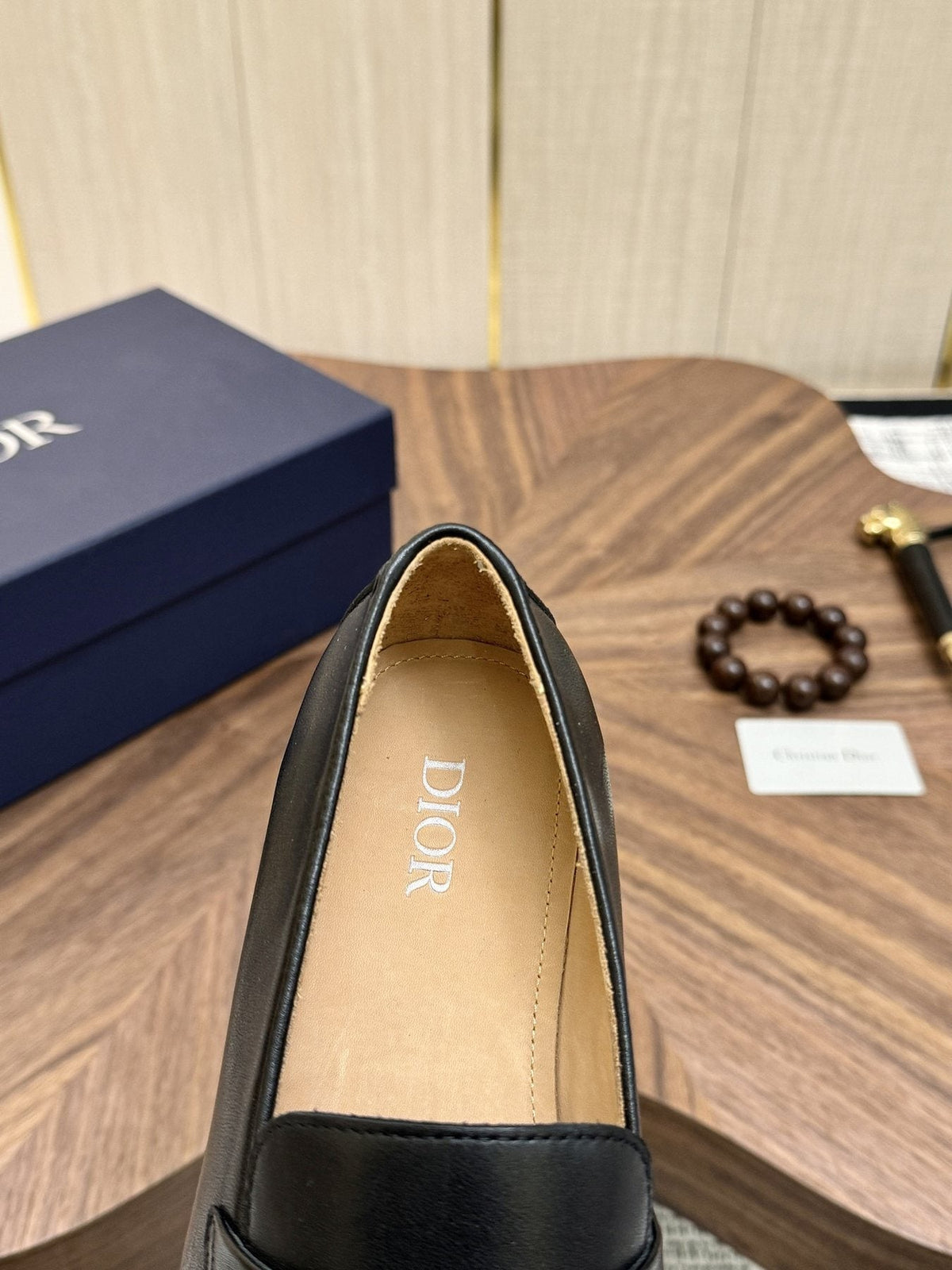 Dior Black Buckle Loafers — detail