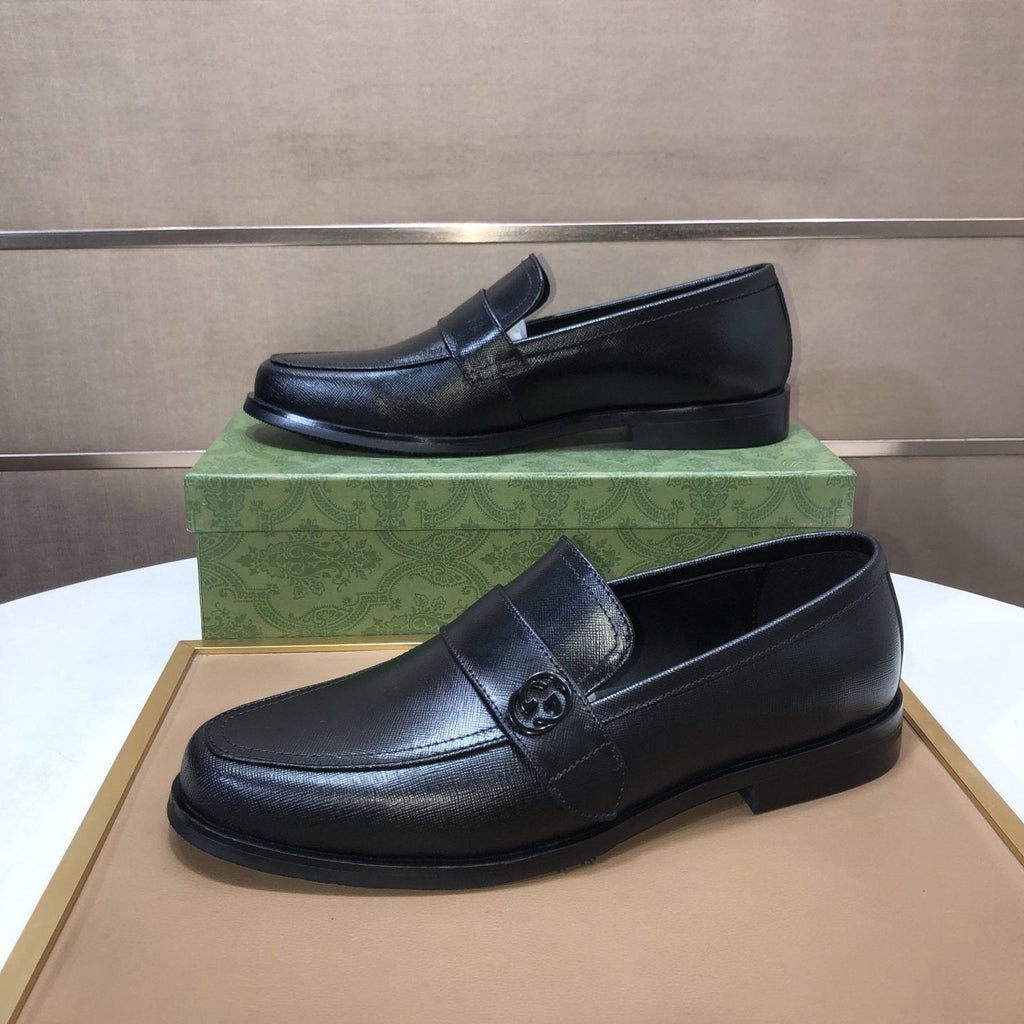 Gucci Black Leather Loafers — side