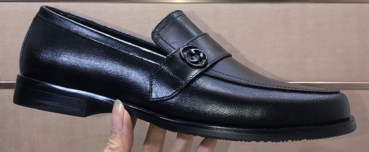 Gucci Black Leather Loafers — front