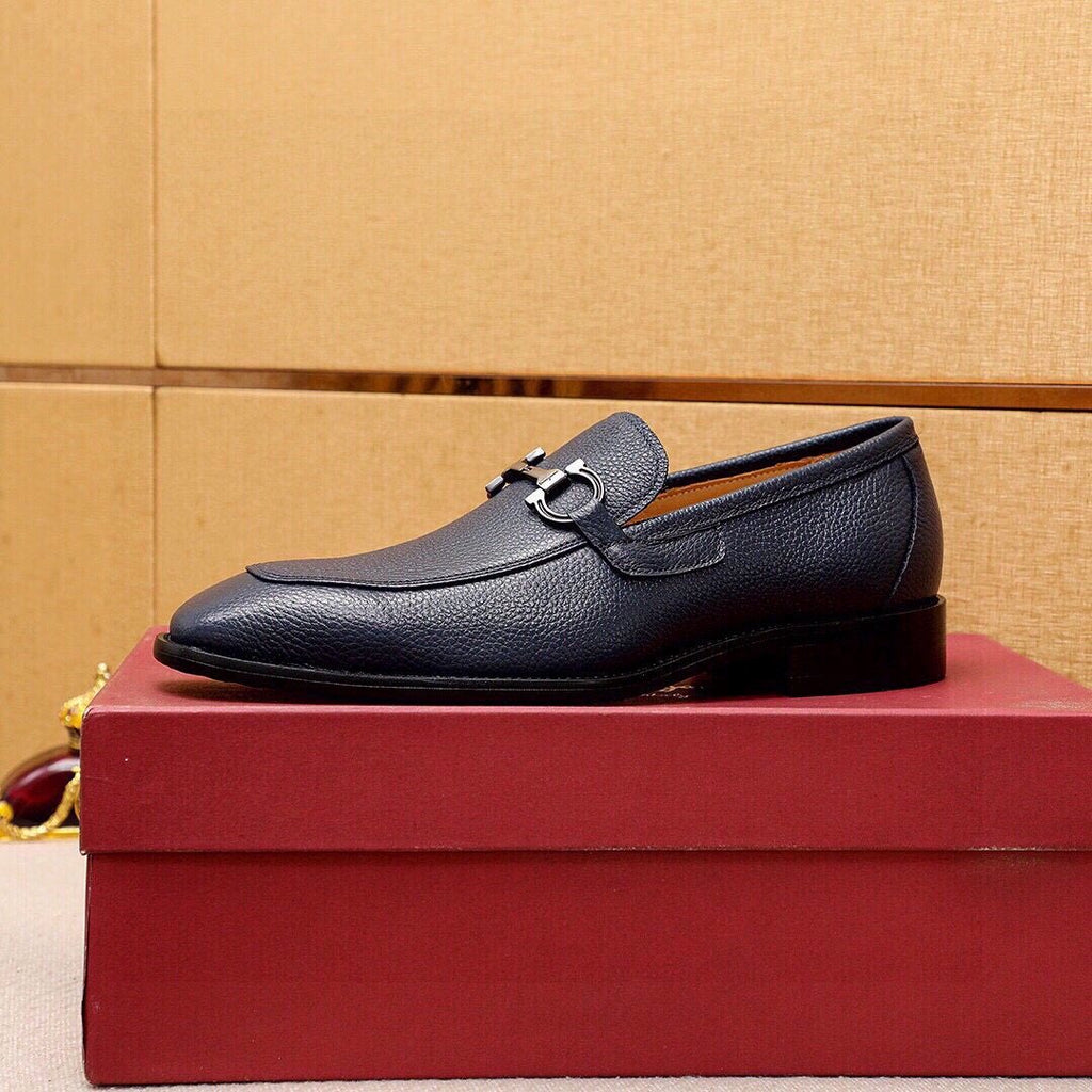 Ferragamo Textured Leather Bit Loafers — side