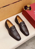 Ferragamo Textured Leather Bit Loafers — front
