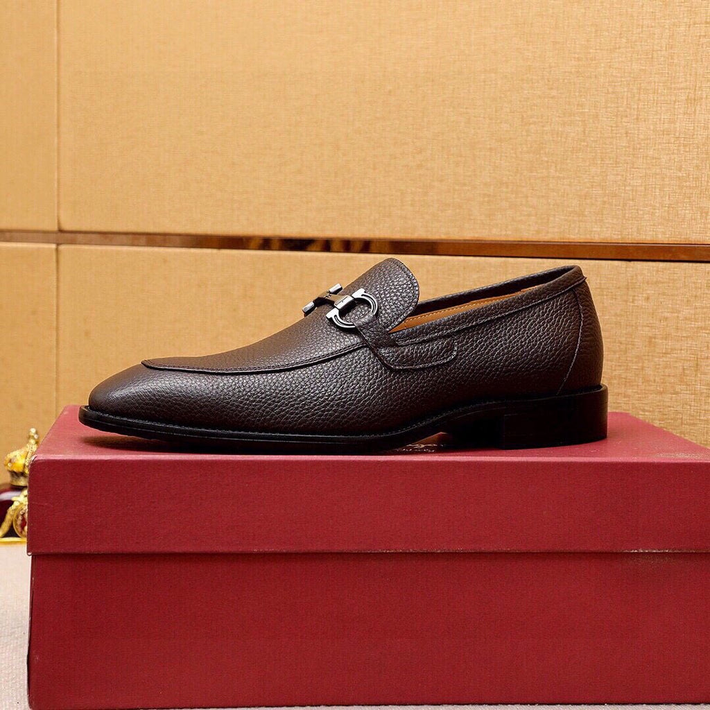 Ferragamo Textured Leather Bit Loafers — side