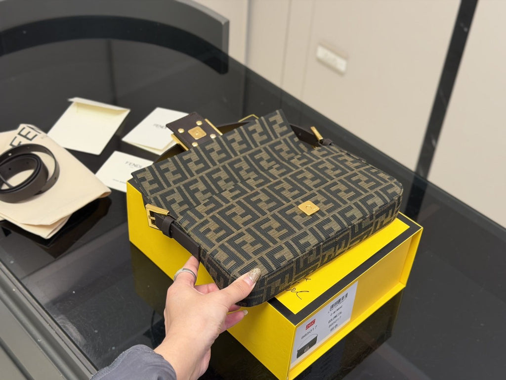 Fendi Monogram Flap Shoulder Bag — back