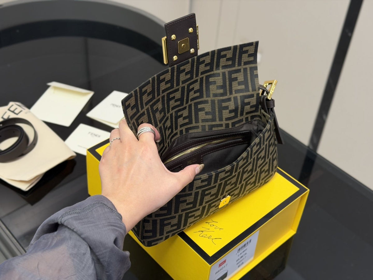 Fendi Monogram Flap Shoulder Bag — back
