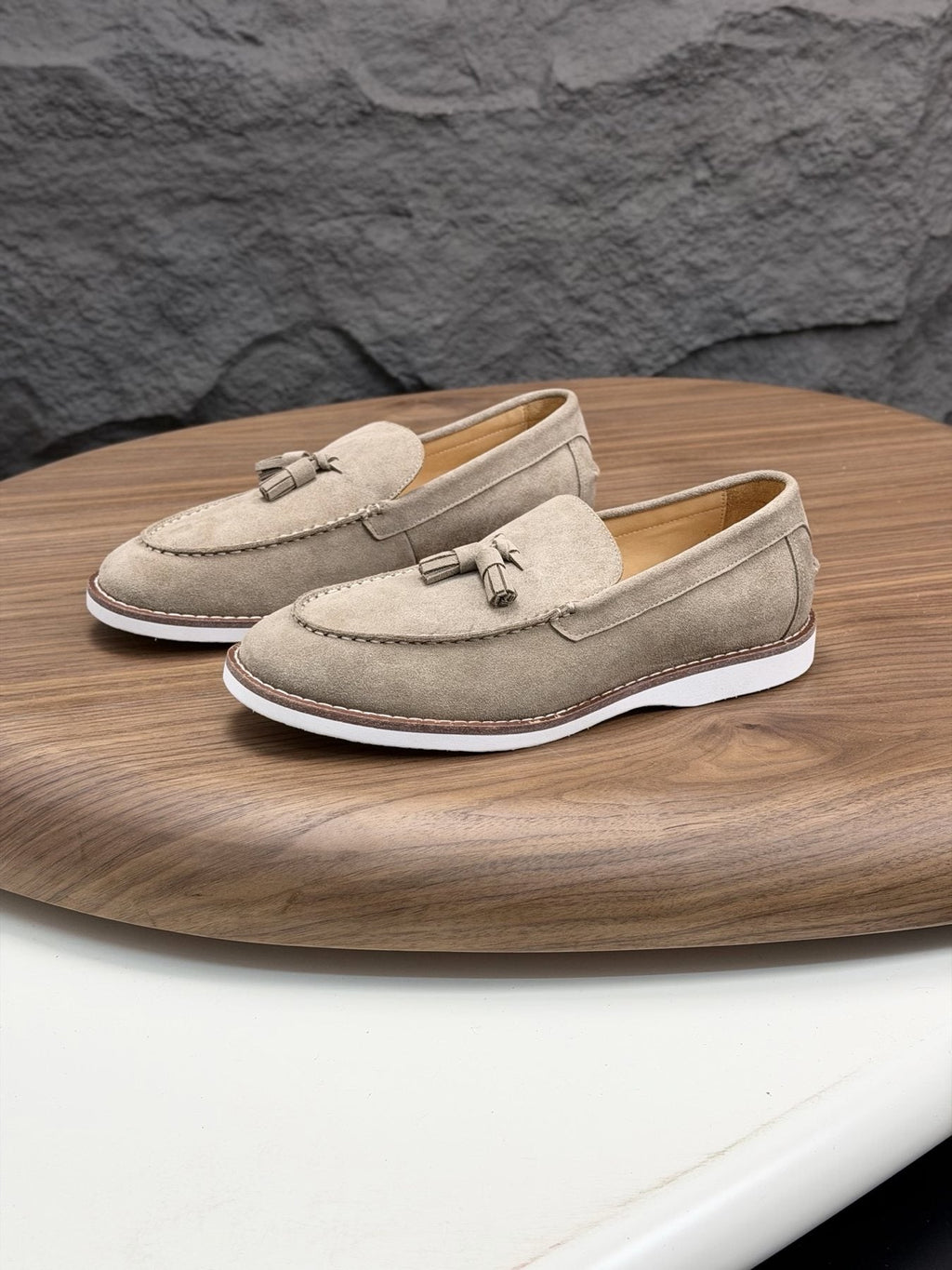 Brunello Cucinelli Tan Brown Tassel Loafers — front