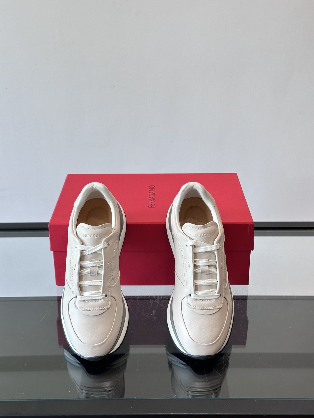 Ferragamo Low-Top Lace-Up Sneakers — front