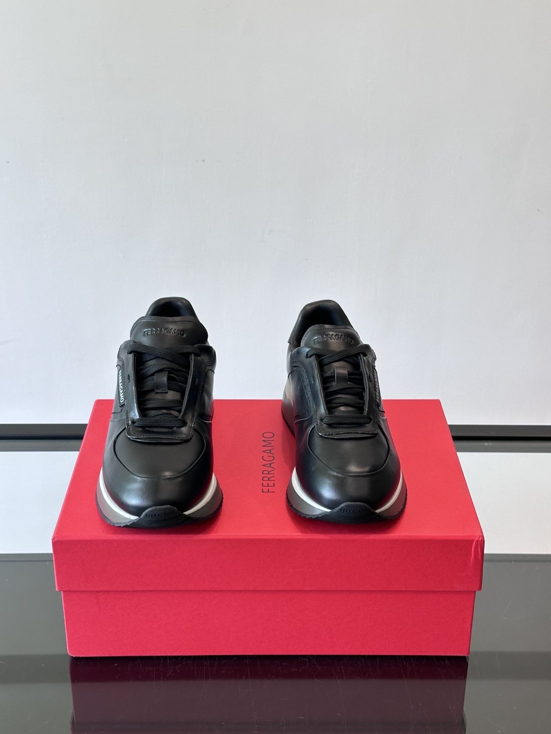 Ferragamo Low-Top Lace-Up Sneakers — front