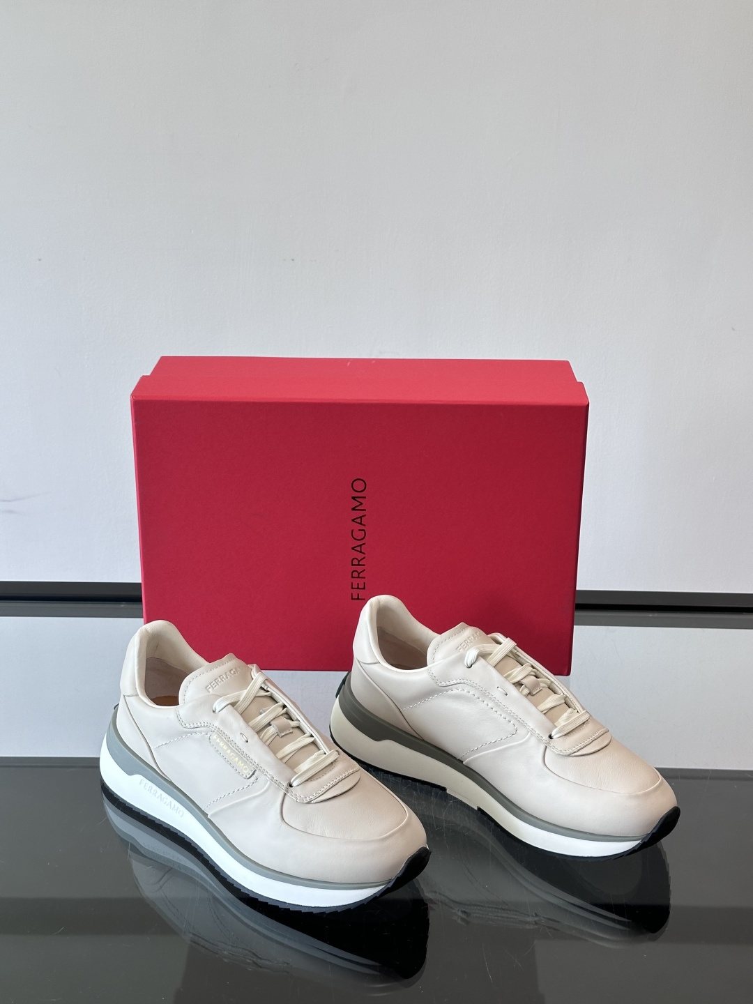 Ferragamo Low-Top Lace-Up Sneakers — front