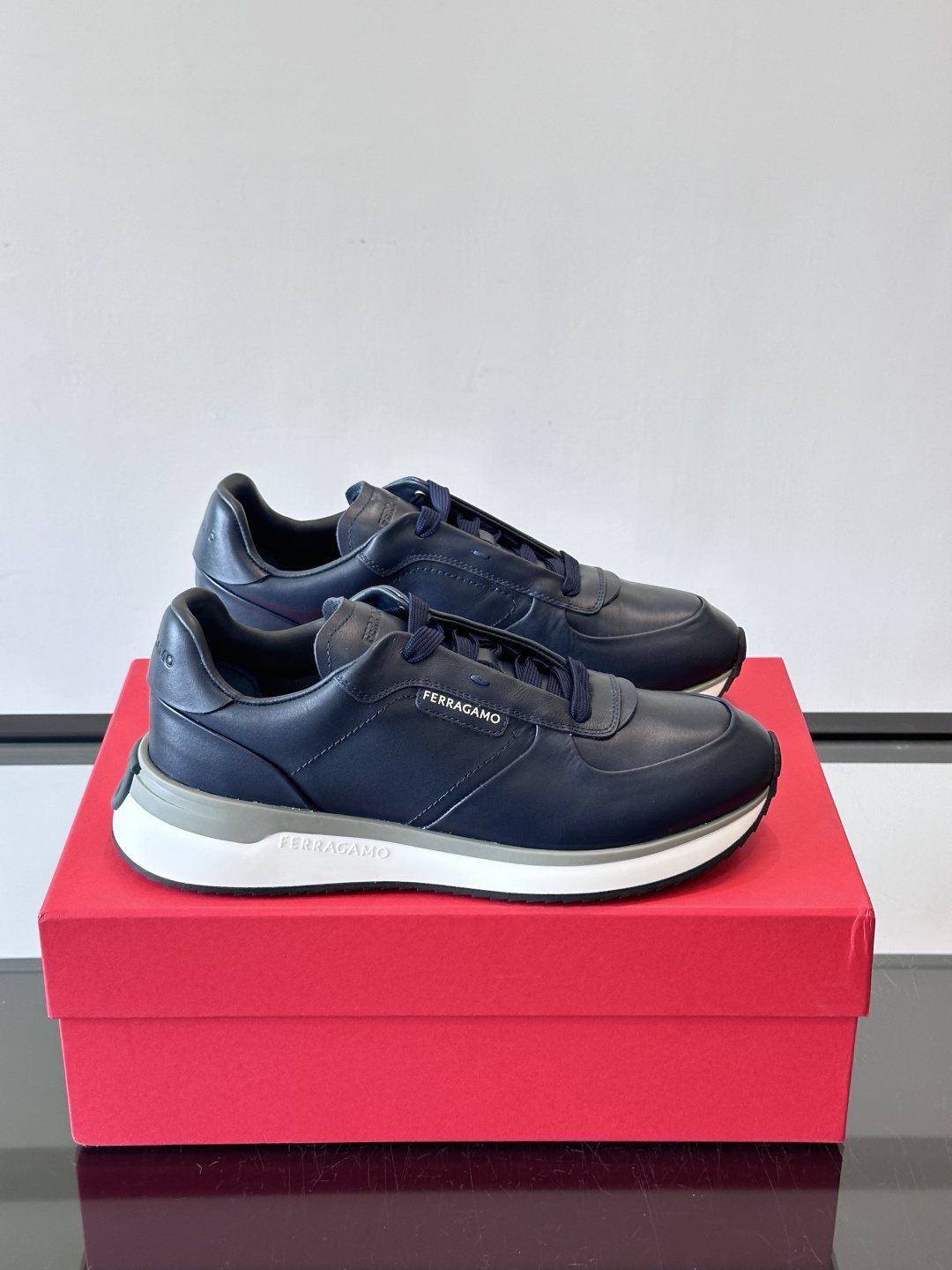 Ferragamo Low-Top Lace-Up Sneakers — front