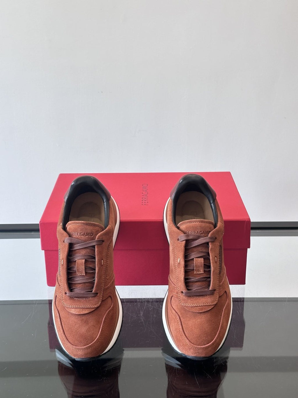 Ferragamo Low-Top Lace-Up Sneakers — front
