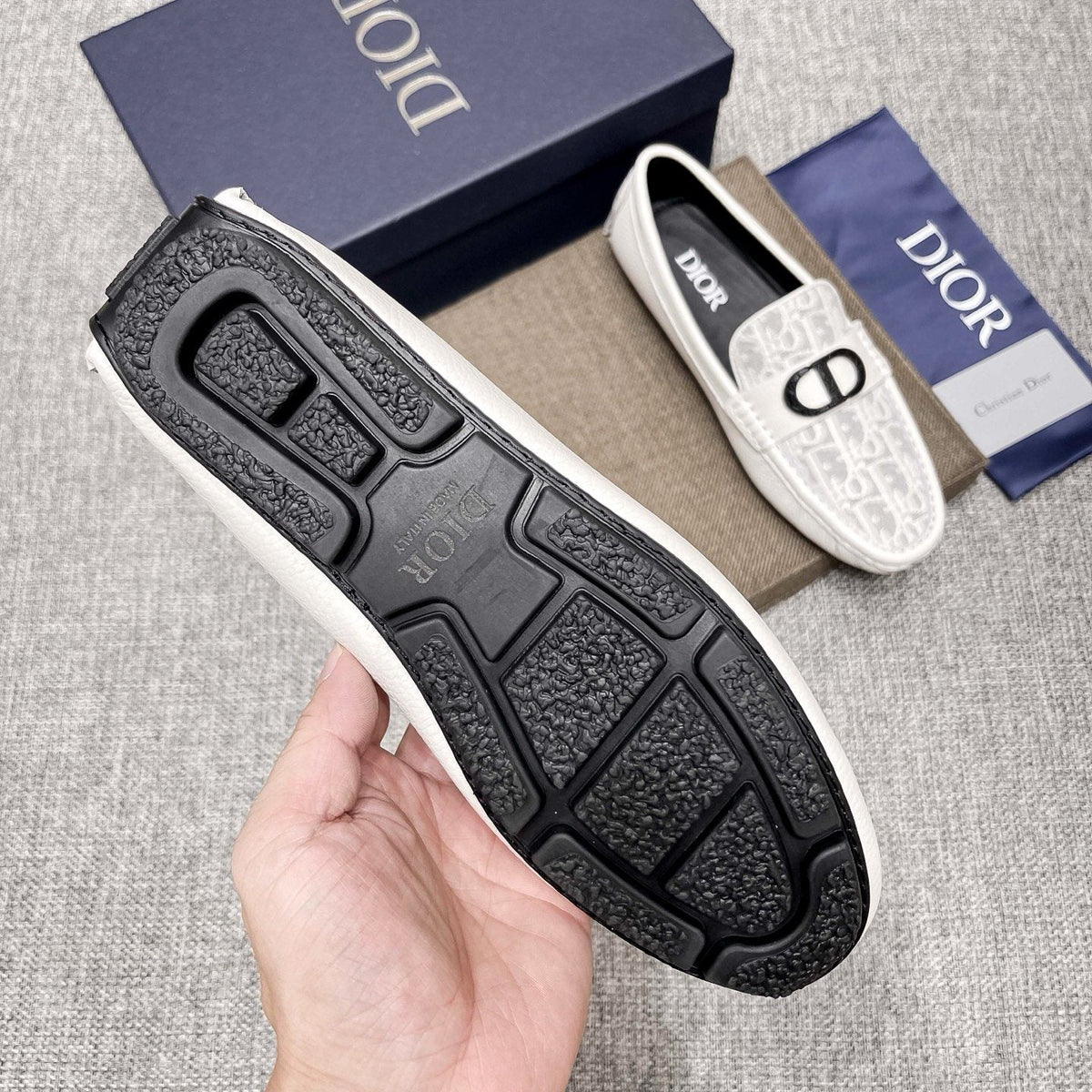Dior Patterned Strap Loafers — model