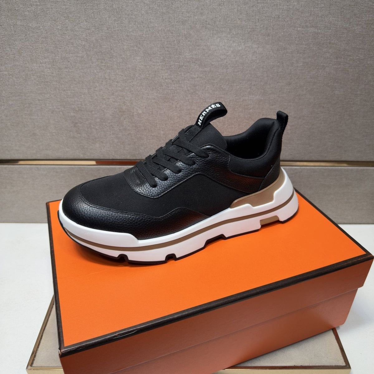 Hermès Panel Lace-Up Casual Sneakers — front