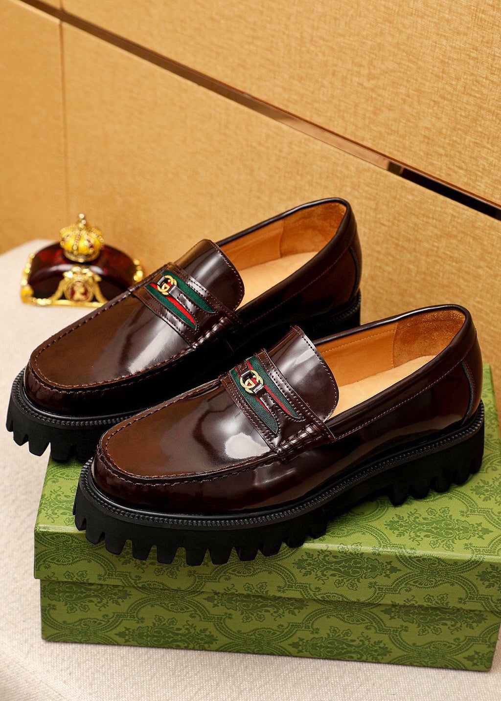 Gucci Leather Lug-Sole Loafers — front