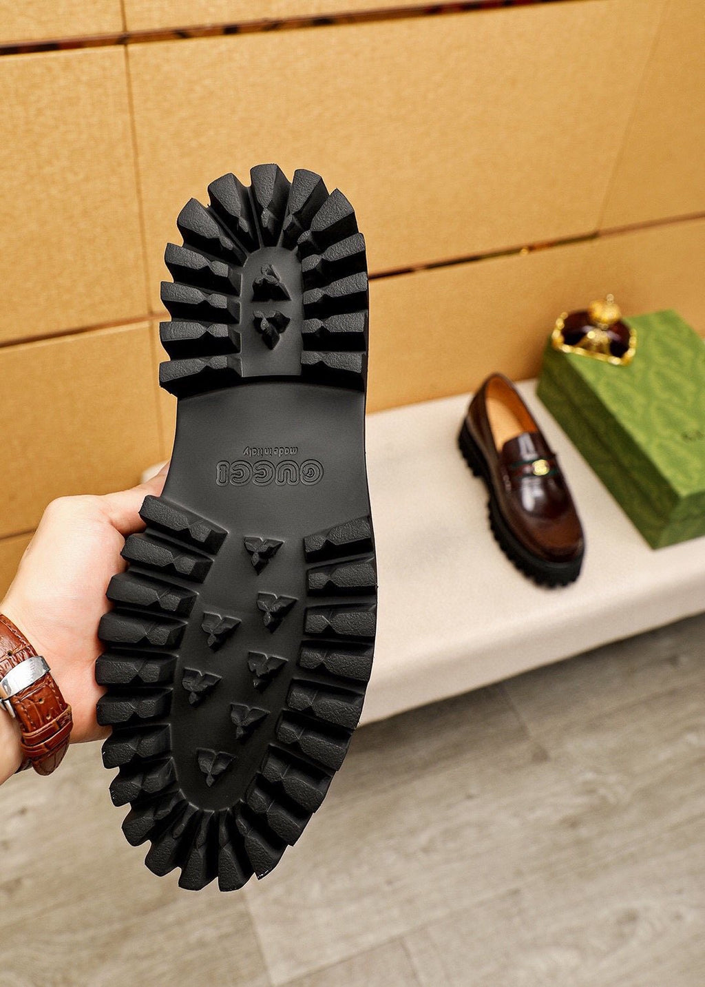 Gucci Leather Lug-Sole Loafers — back