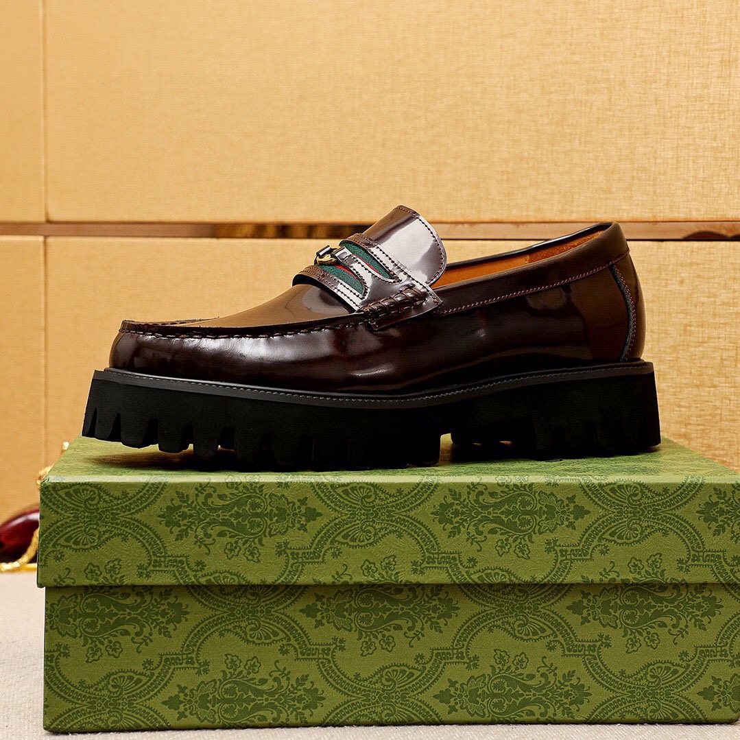 Gucci Leather Lug-Sole Loafers — side