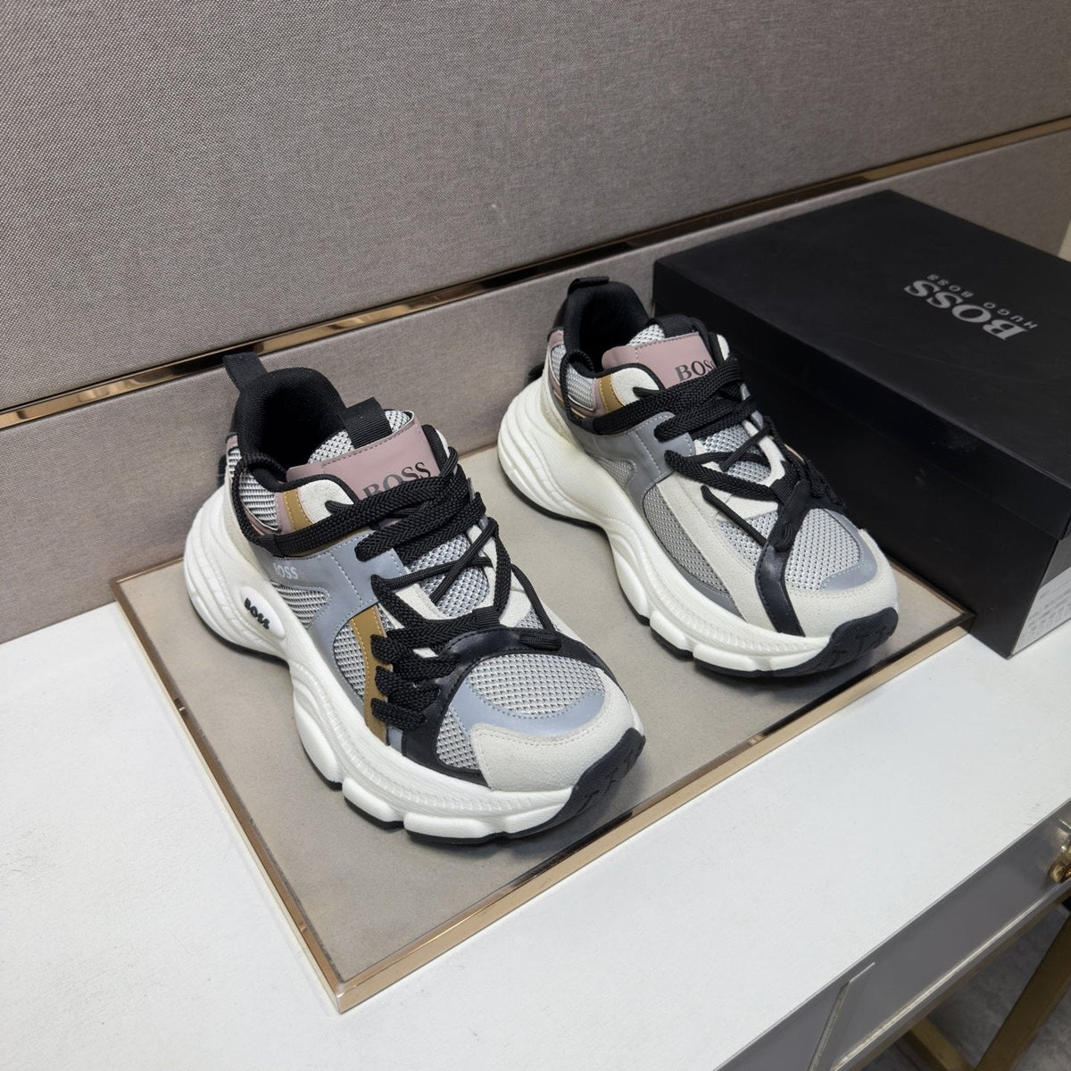 BOSS Mesh Panel Low-Top Sneakers — front