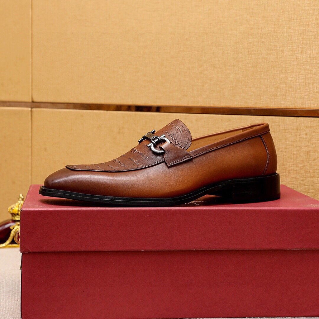 Ferragamo Textured Leather Loafers — side