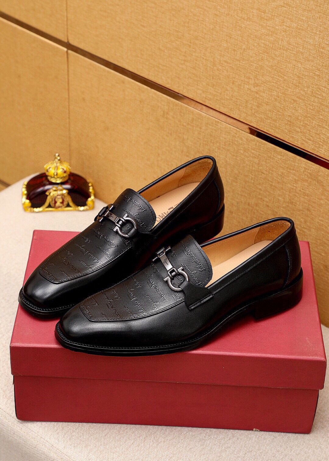 Ferragamo Textured Leather Loafers — front