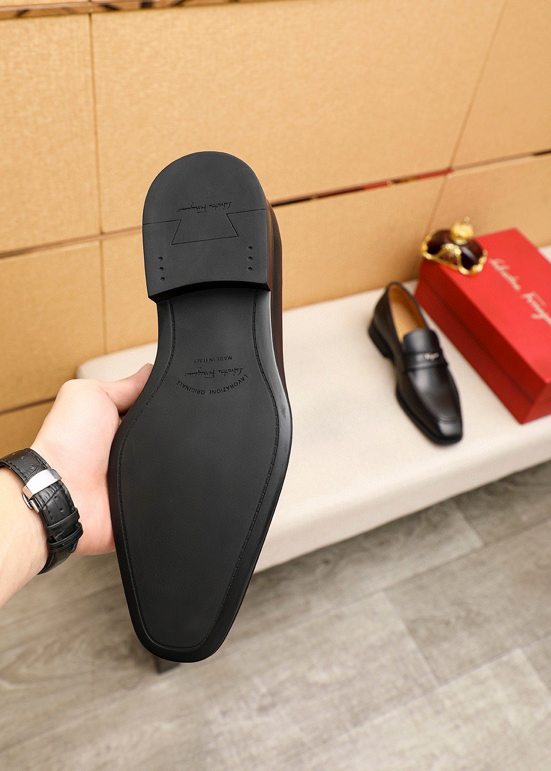 Ferragamo Leather Bit Loafers — side