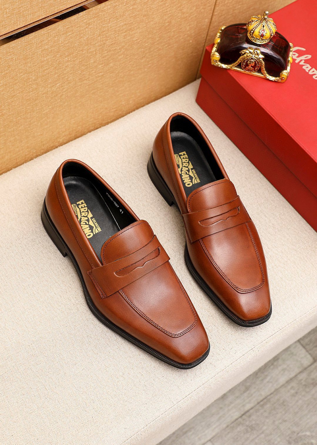 Ferragamo Leather Bit Loafers — front