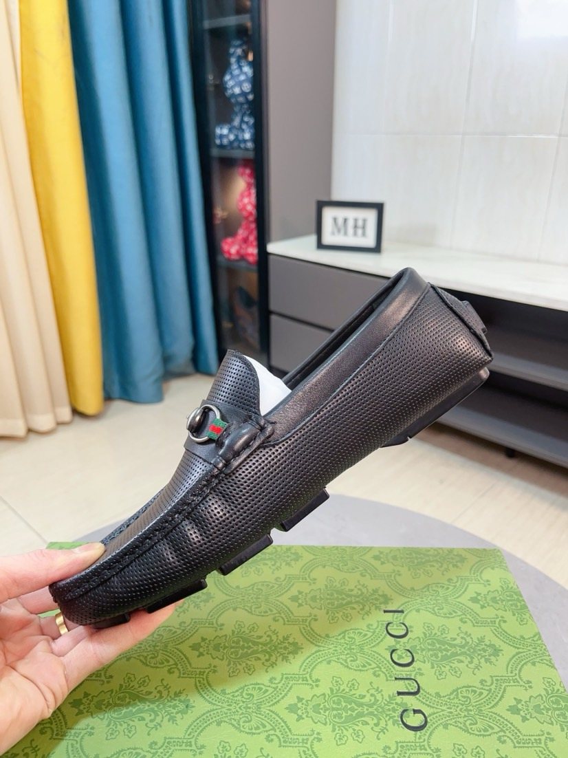 Gucci Perforated Metal Hardware Loafers — side