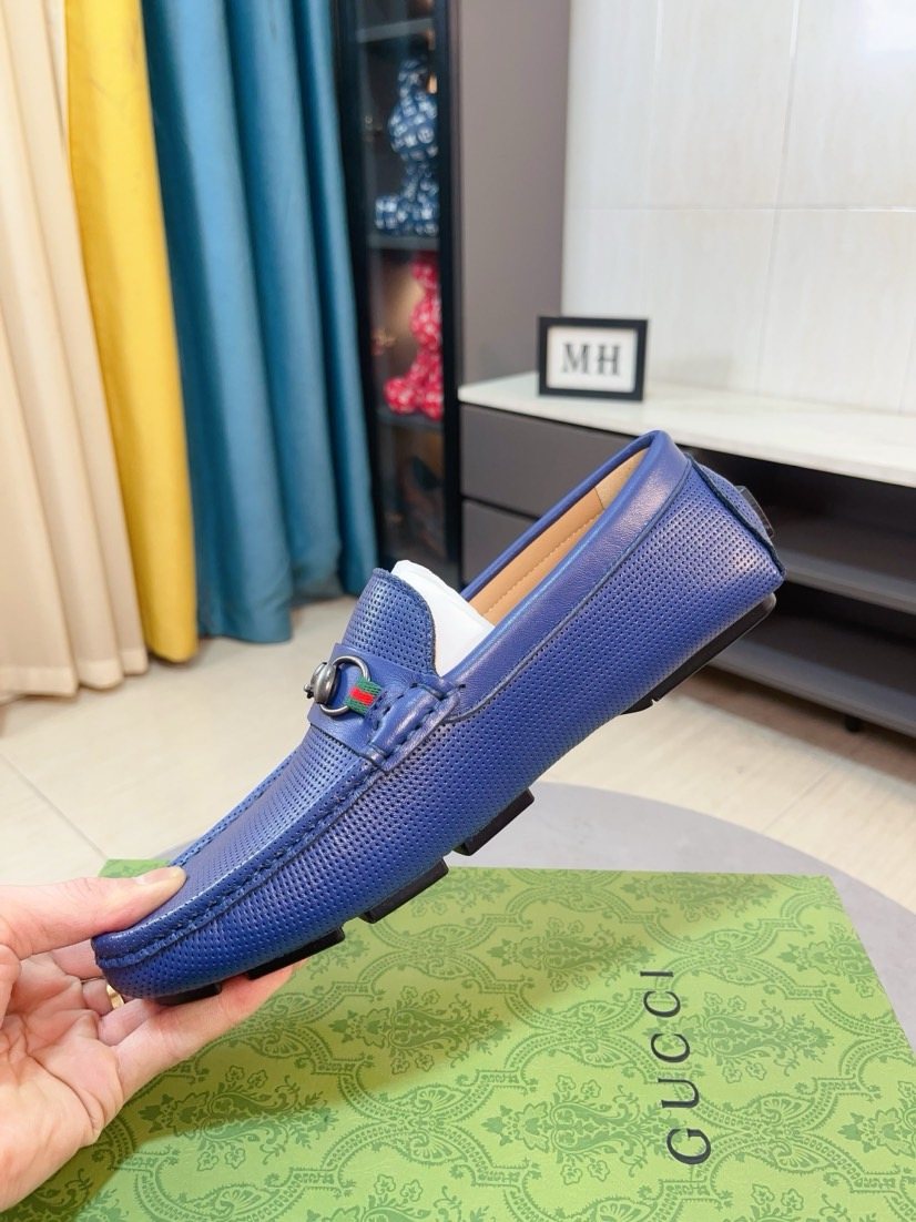 Gucci Perforated Metal Hardware Loafers — side