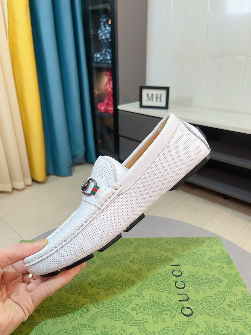 Gucci Perforated Metal Hardware Loafers — side