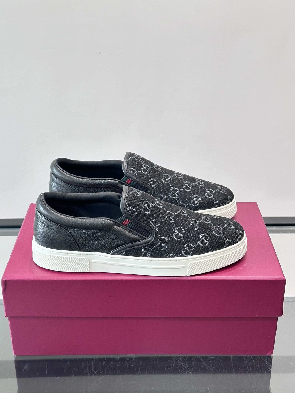 Gucci Patterned Slip-On Shoes — side