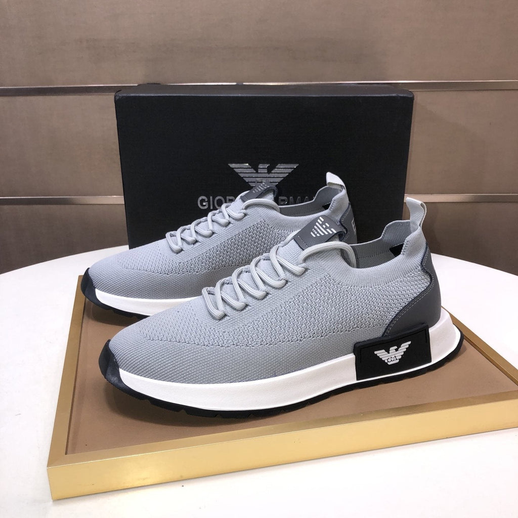 Giorgio Armani Knit Lace-Up Sneakers — side
