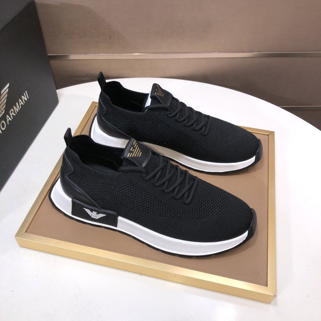 Giorgio Armani Knit Lace-Up Sneakers — front