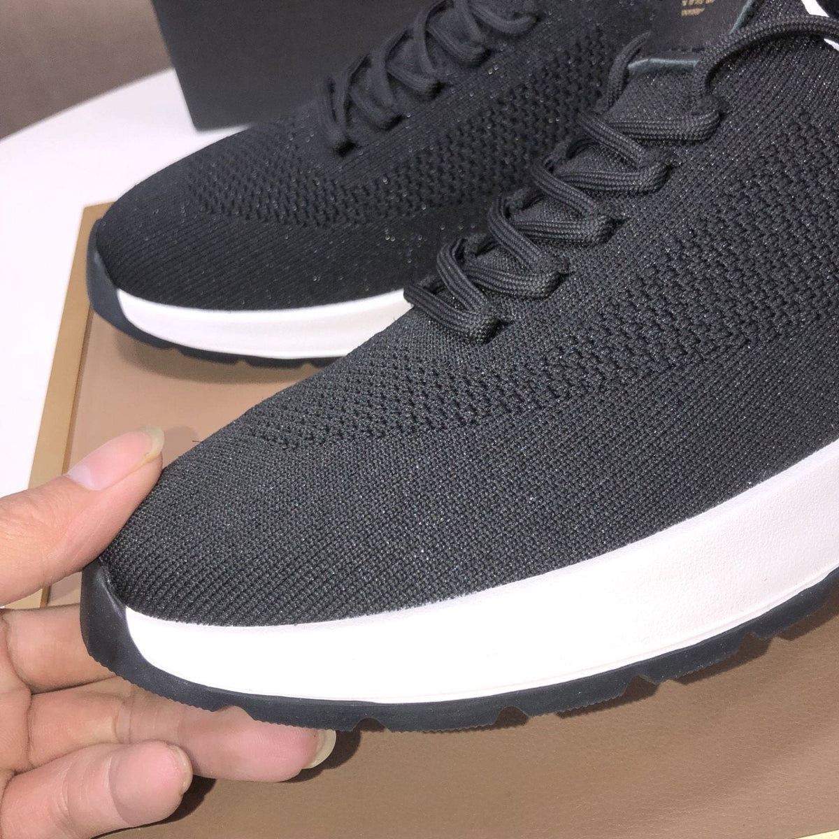 Giorgio Armani Knit Lace-Up Sneakers — front