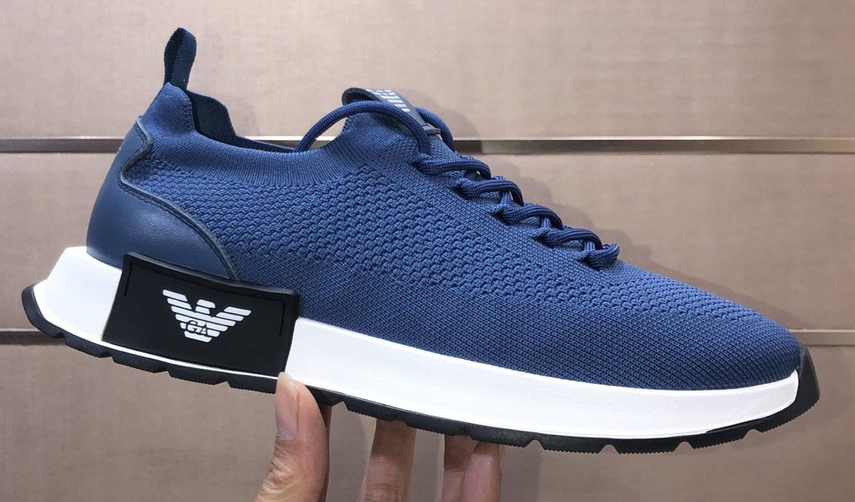 Giorgio Armani Knit Lace-Up Sneakers — front
