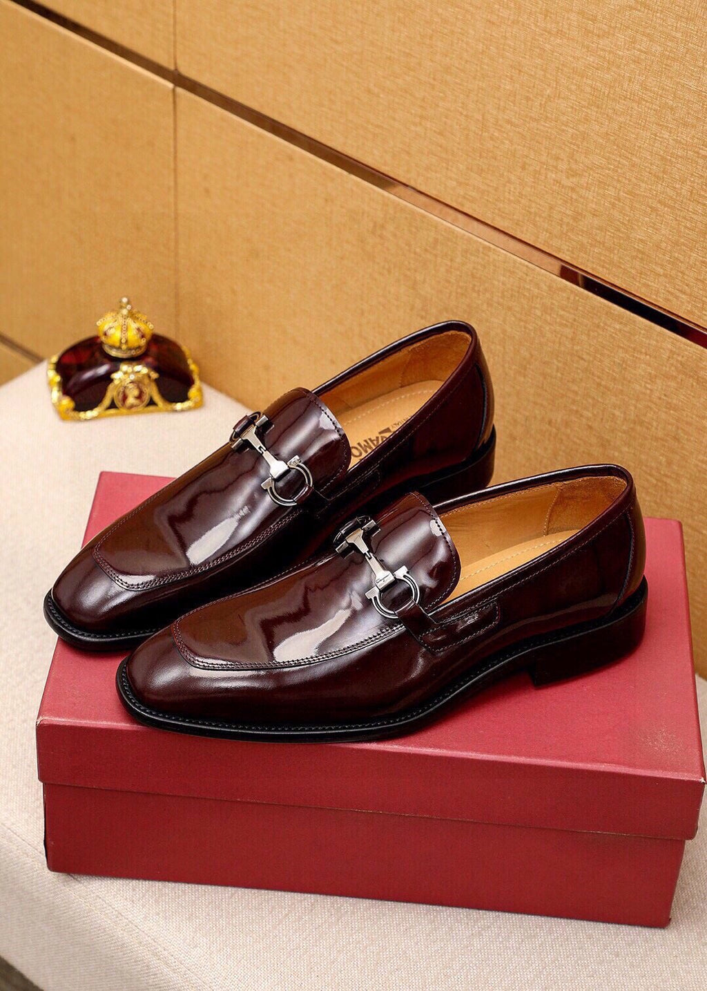 Ferragamo Buckle Leather Loafers — front